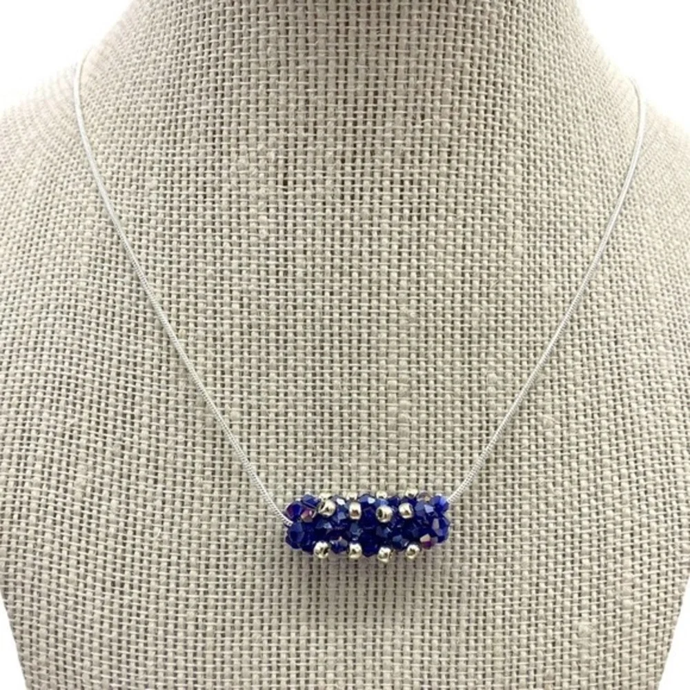 Crystal beaded floating bar. Silver plated‎ chain. New With Tags !